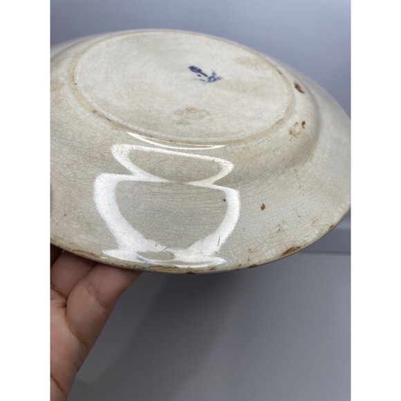 antique JC Pottery England 8" Salad Plate blue willow pattern - Picture 7 of 10